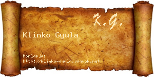 Klinko Gyula névjegykártya