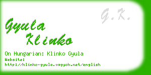 gyula klinko business card